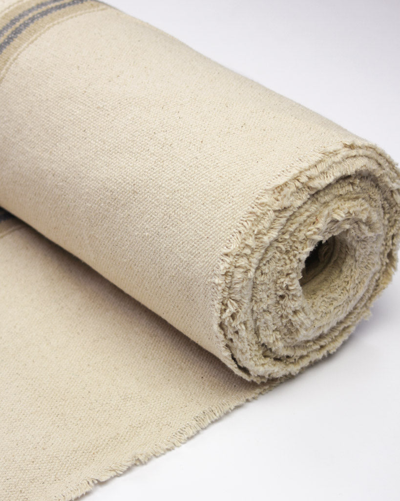 Curtain and Interiors Fabric - Heavy Cotton Stripe - Barley and Cobblestone