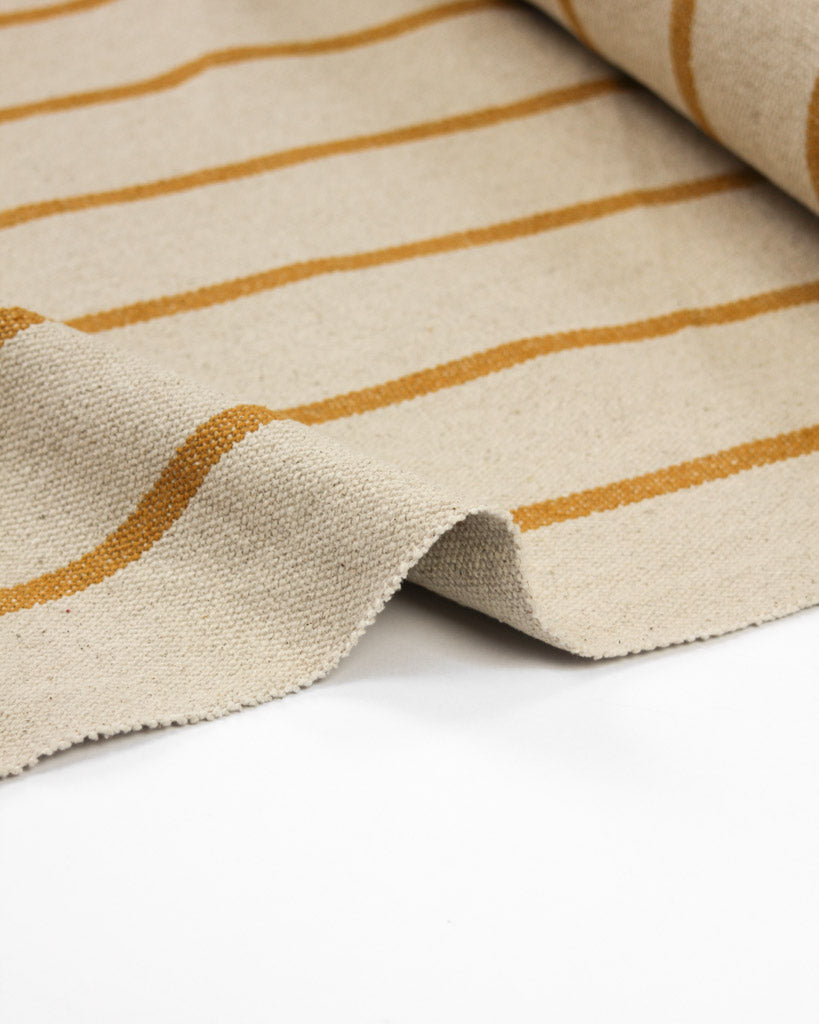 Curtain and Interiors Fabric - Heavy Cotton Stripe - Yolk