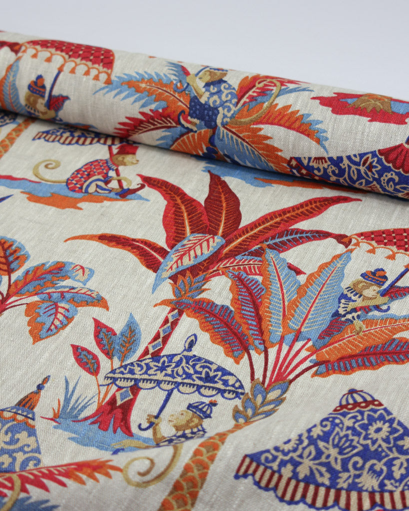 Curtain and Interiors Fabric - Exotic Monkey - Rouge