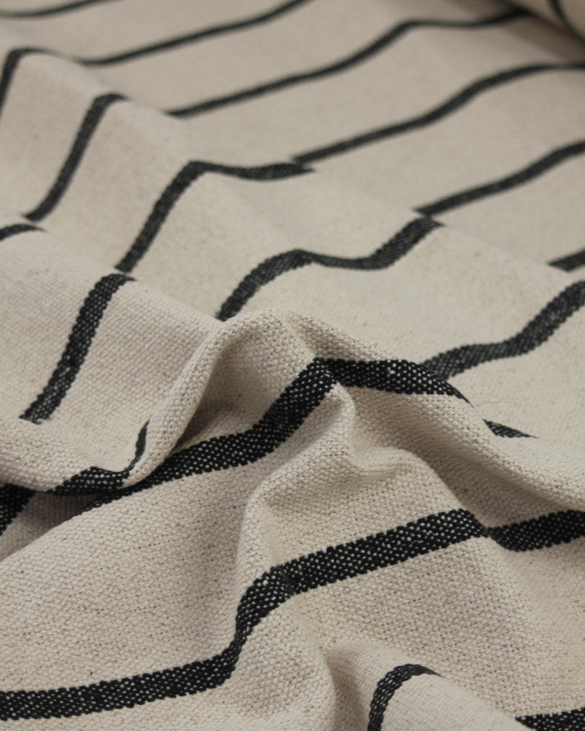 Curtain and Interiors Fabric - Heavy Cotton Stripe - Noir