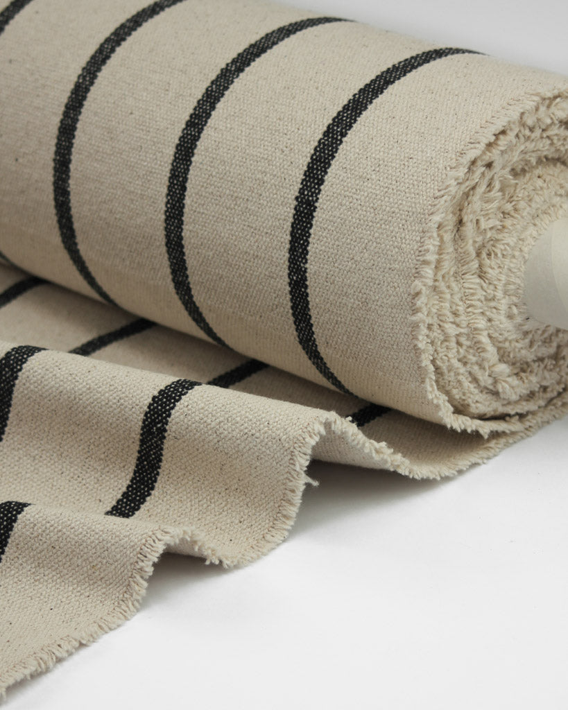 Curtain and Interiors Fabric - Heavy Cotton Stripe - Noir