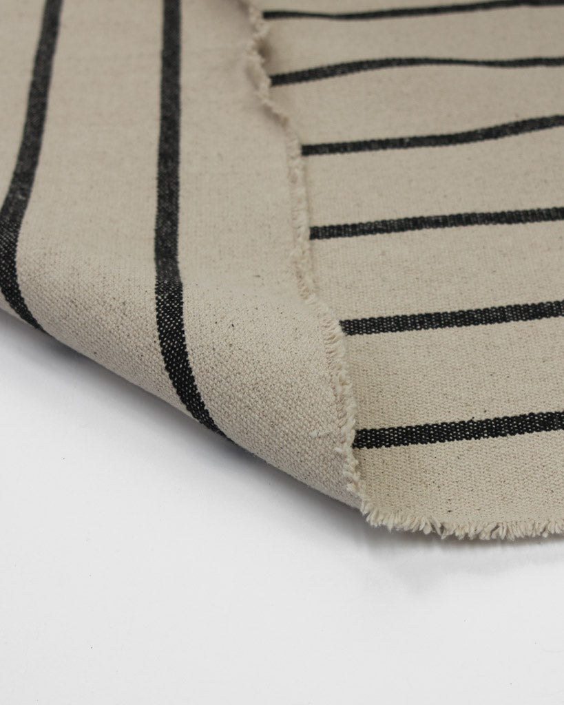 Curtain and Interiors Fabric - Heavy Cotton Stripe - Noir