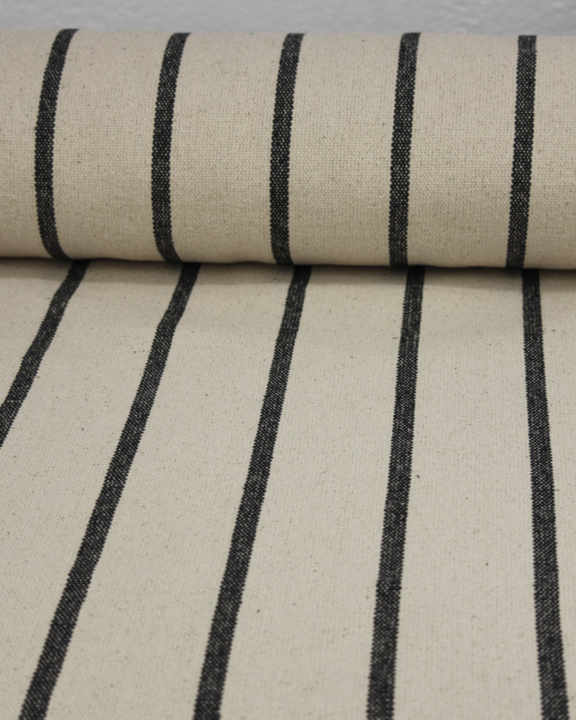 Curtain and Interiors Fabric - Heavy Cotton Stripe - Noir