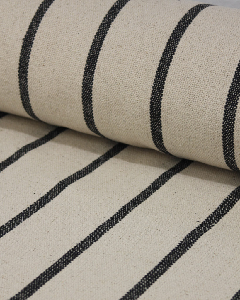 Curtain and Interiors Fabric - Heavy Cotton Stripe - Noir