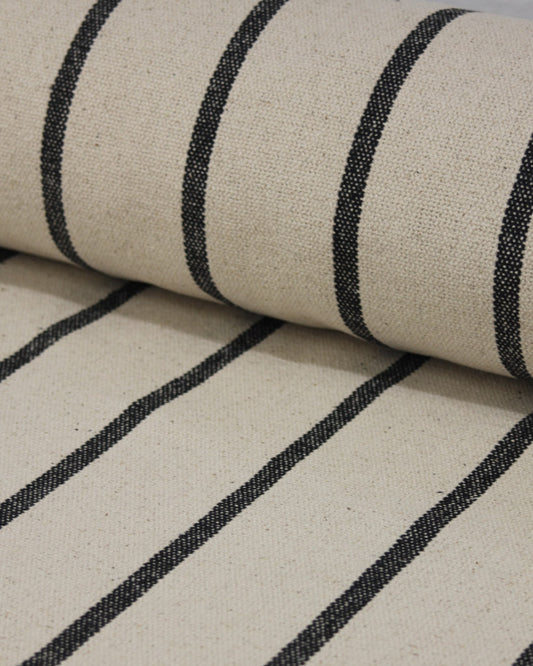 Curtain and Interiors Fabric - Heavy Cotton Stripe - Noir
