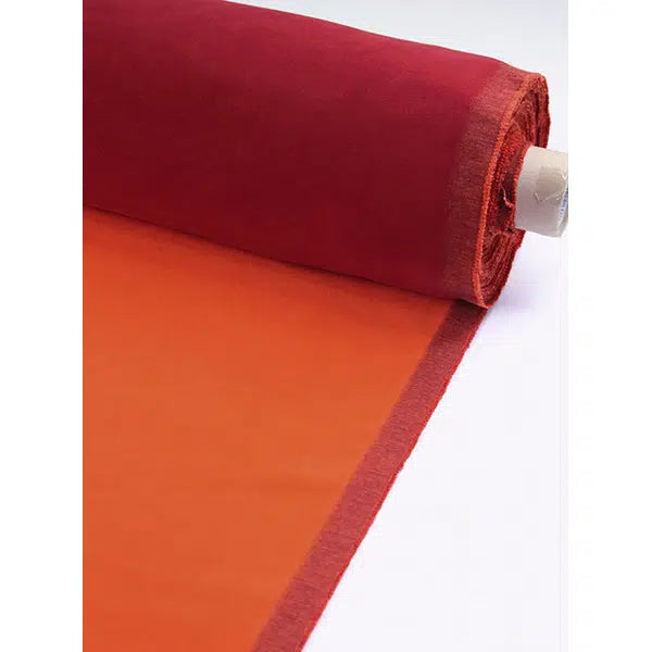 Double Cotton Velvet Fabric – Pomegranate & Persimmon – view 4 – Truro Fabrics