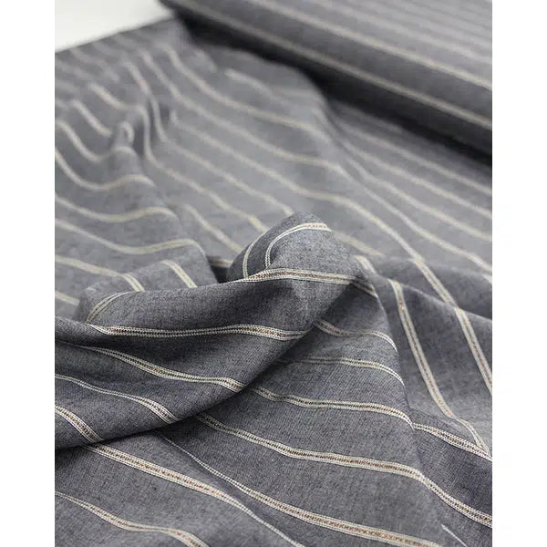 Ella Viscose Chambray Fabric - Copper Stripe – view 2 – Truro Fabrics