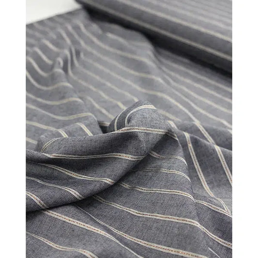Ella Viscose Chambray Fabric - Copper Stripe – view 2 – Truro Fabrics