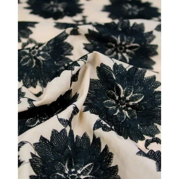 Embroidered Cotton Lawn Fabric - Cameo Rose – view 3 – Truro Fabrics