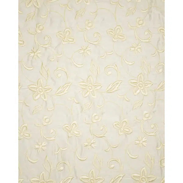 Embroidered Silk Dupion Fabric - Floral Cream – view 4 – Truro Fabrics
