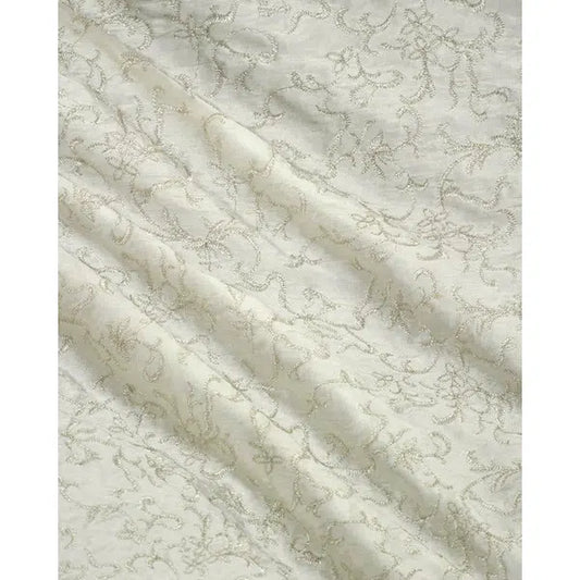 Embroidered Silk Dupion Fabric - Silver Vines – Truro Fabrics