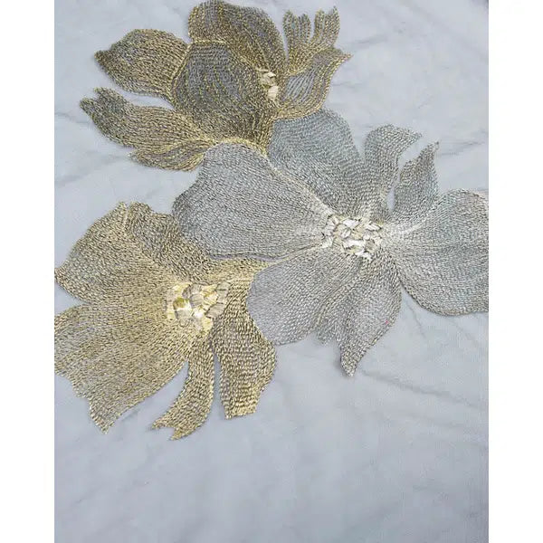 Embroidered Tulle Fabric - Metallic Floral – view 7 – Truro Fabrics