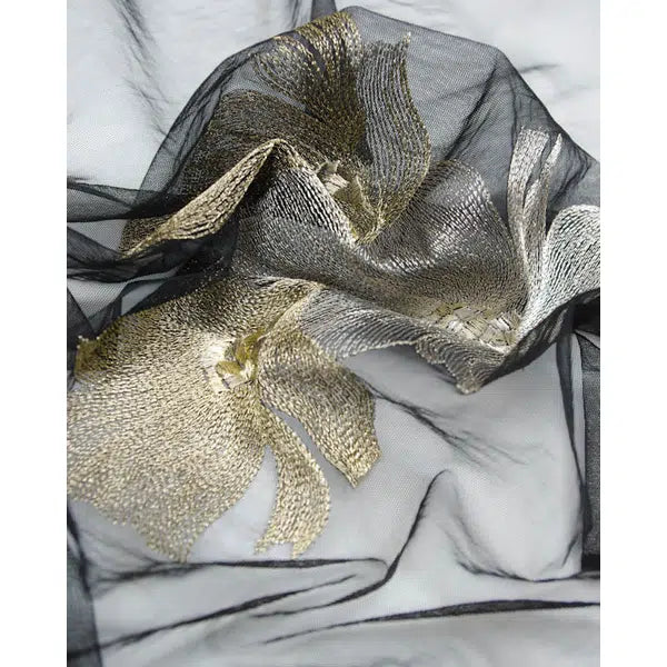 Embroidered Tulle Fabric - Metallic Floral – Truro Fabrics