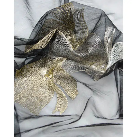 Embroidered Tulle Fabric - Metallic Floral – Truro Fabrics