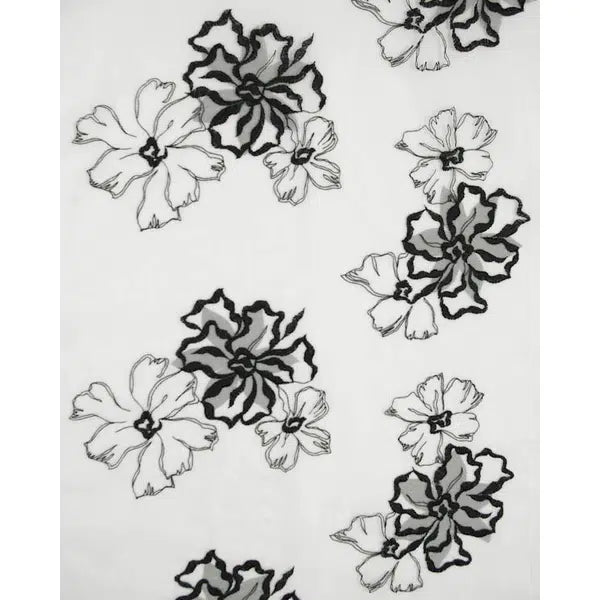 Embroidered Tulle Fabric - Monochrome Floral – view 3 – Truro Fabrics
