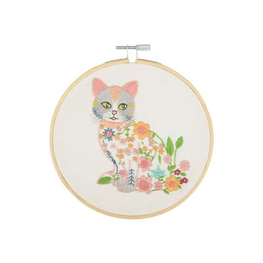 Embroidery Hoop Kit - Floral Cat – Truro Fabrics