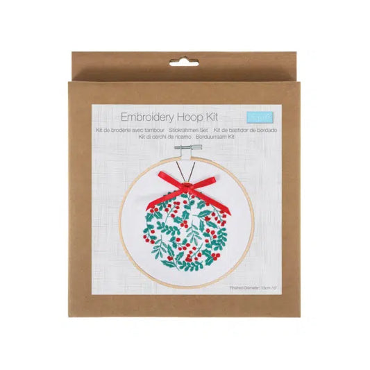 Embroidery Kit With Hoop - Holly Berry Bauble – Truro Fabrics