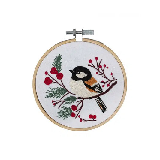 Embroidery Kit with Hoop – Winter Bird – Truro Fabrics