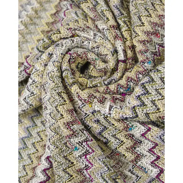 Ex Designer - Chevron Jersey Fabric - Yellow & Plum Purple – view 4 – Truro Fabrics