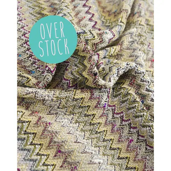 Ex Designer - Chevron Jersey Fabric - Yellow & Plum Purple – view 6 – Truro Fabrics