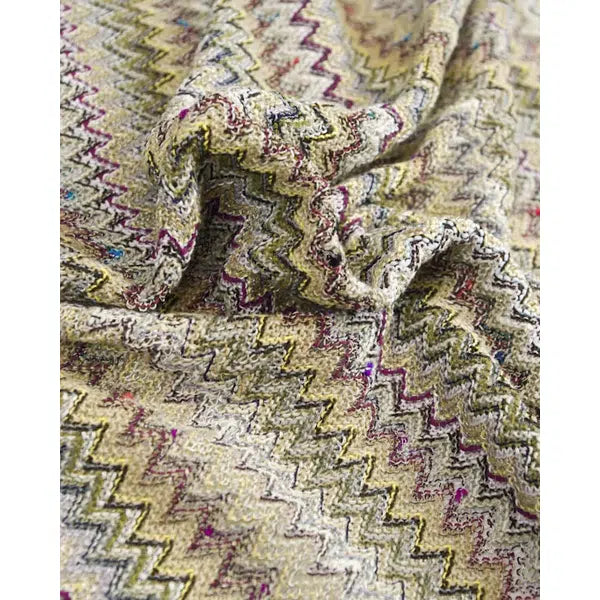 Ex Designer - Chevron Jersey Fabric - Yellow & Plum Purple – Truro Fabrics