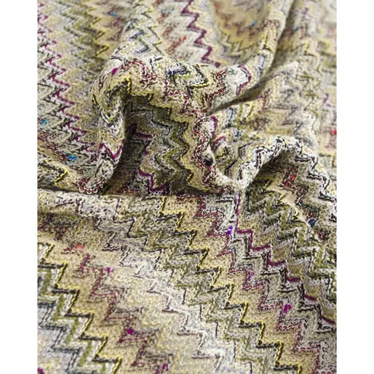Ex Designer - Chevron Jersey Fabric - Yellow & Plum Purple – Truro Fabrics