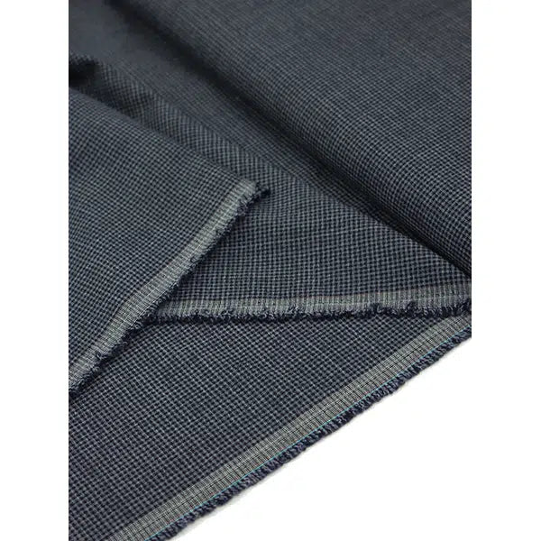 Ex-Designer Wool Challis Fabric - Micro Gingham Navy – view 2 – Truro Fabrics