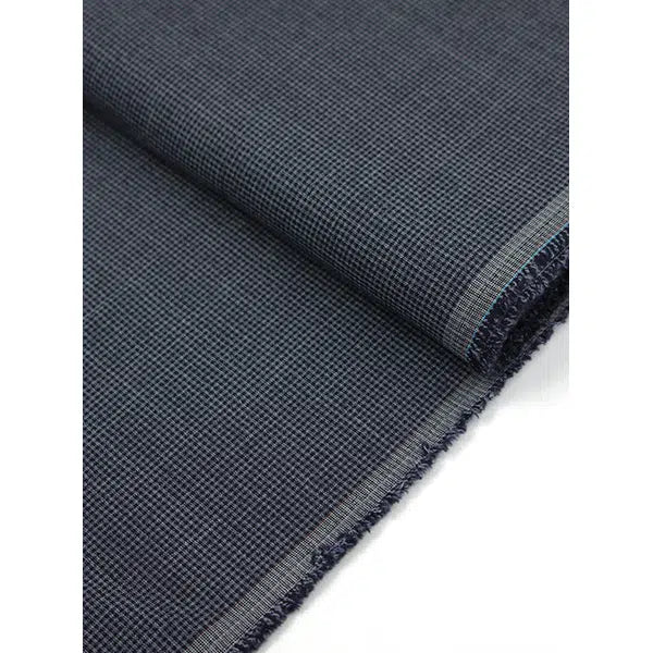 Ex-Designer Wool Challis Fabric - Micro Gingham Navy – view 3 – Truro Fabrics