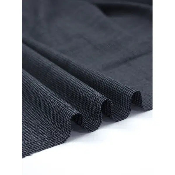 Ex-Designer Wool Challis Fabric - Micro Gingham Navy – view 4 – Truro Fabrics