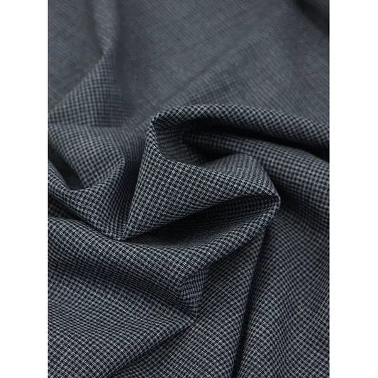 Ex-Designer Wool Challis Fabric - Micro Gingham Navy – Truro Fabrics