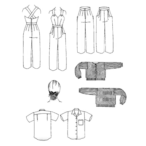 Folkwear - Paper Sewing Pattern - 240 Rosie the Riveter – view 7 – Truro Fabrics