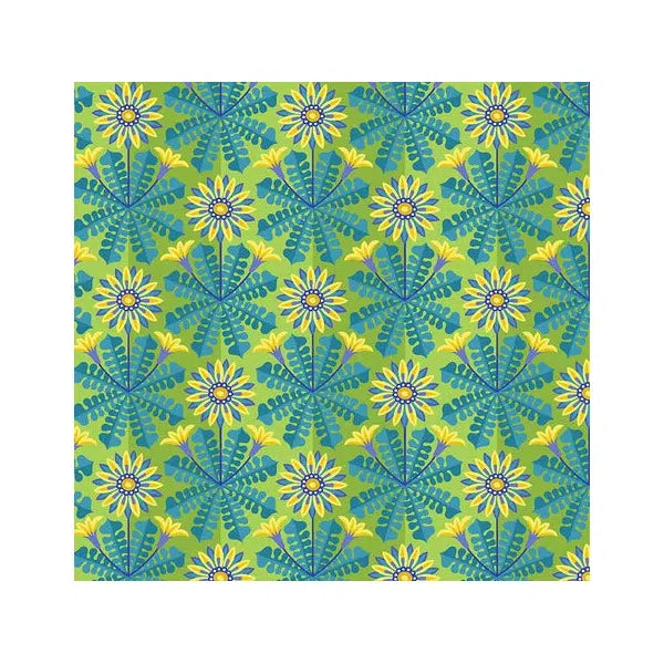 Free Spirit Patchwork Cotton - Flower Dance - Gazania Turquoise – Truro Fabrics