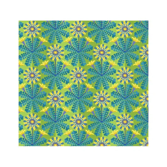 Free Spirit Patchwork Cotton - Flower Dance - Gazania Turquoise – Truro Fabrics
