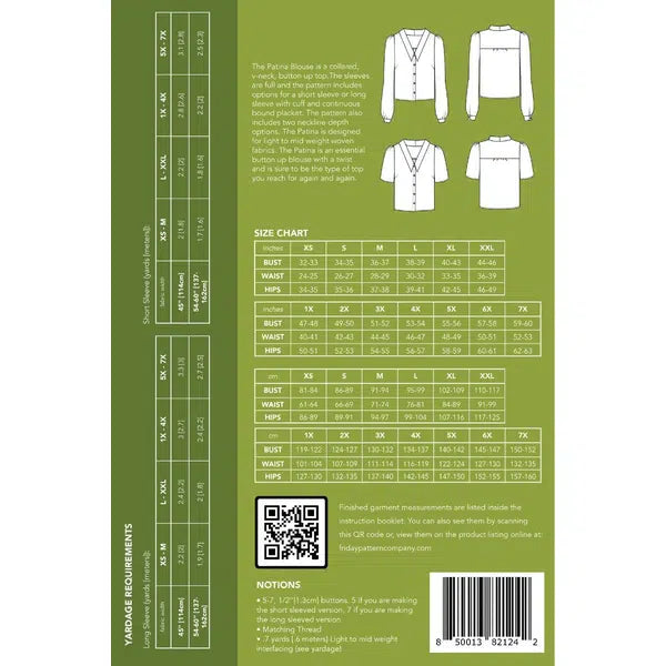 Friday Pattern Co - Paper Sewing Pattern - Patina Blouse – view 11 – Truro Fabrics