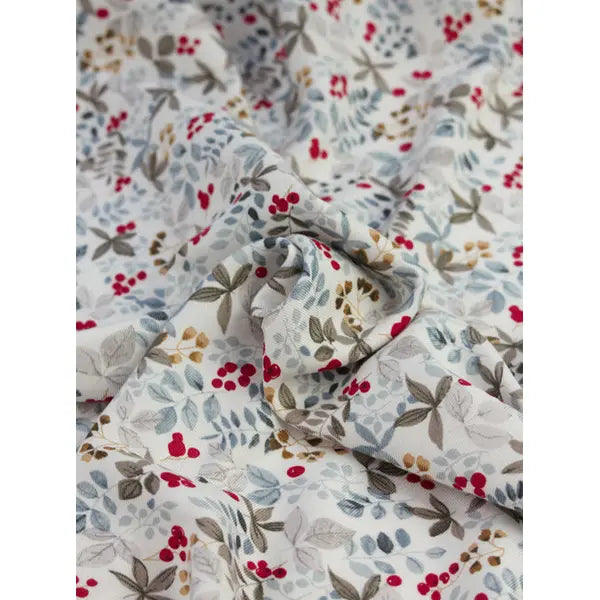 Brushed Viscose Twill Fabric – Frosty Berry Garden – view 3 – Truro Fabrics
