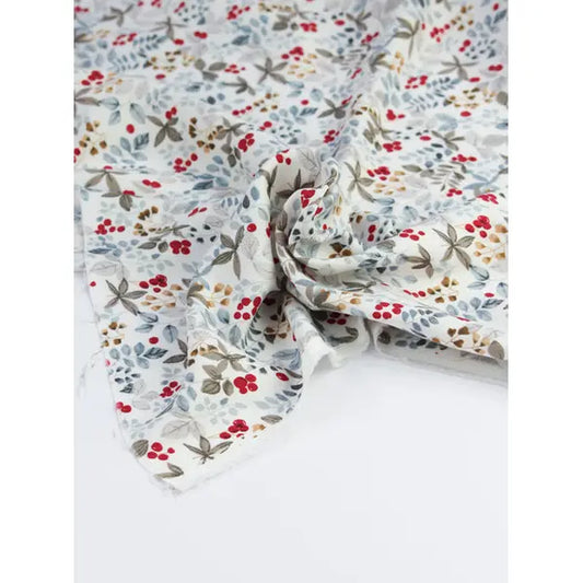 Brushed Viscose Twill Fabric – Frosty Berry Garden – Truro Fabrics