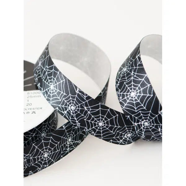Halloween Satin Ribbon - Cobwebs – Truro Fabrics