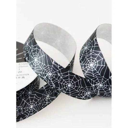 Halloween Satin Ribbon - Cobwebs – Truro Fabrics