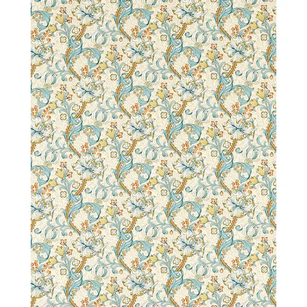 Home Furnishing Fabric - Golden Lily - Linen/Teal – view 6 – Truro Fabrics