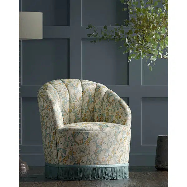 Home Furnishing Fabric - Golden Lily - Linen/Teal – view 3 – Truro Fabrics