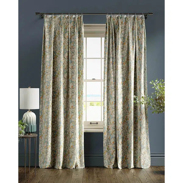 Home Furnishing Fabric - Golden Lily - Linen/Teal – view 4 – Truro Fabrics