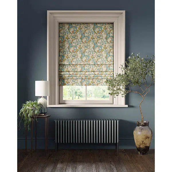 Home Furnishing Fabric - Golden Lily - Linen/Teal – view 5 – Truro Fabrics