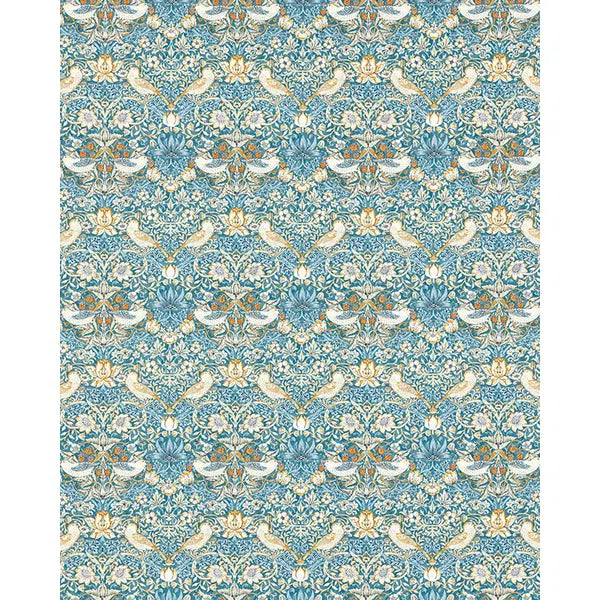 Home Furnishing Fabric - Strawberry Thief - Denim/Spice – view 2 – Truro Fabrics