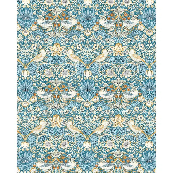 Home Furnishing Fabric - Strawberry Thief - Denim/Spice – Truro Fabrics