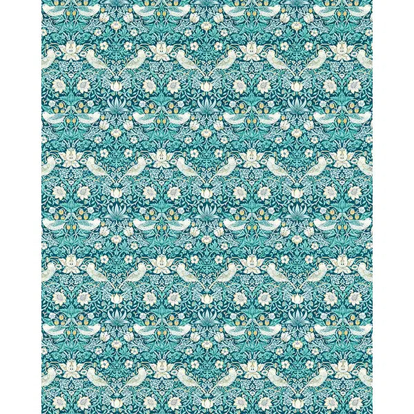 Home Furnishing Fabric - Strawberry Thief - Teal – view 2 – Truro Fabrics