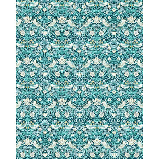 Home Furnishing Fabric - Strawberry Thief - Teal – view 2 – Truro Fabrics