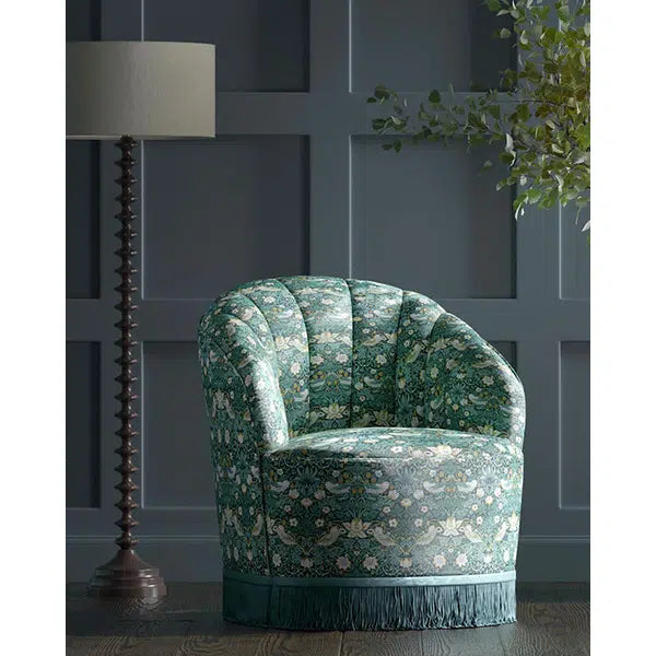 Home Furnishing Fabric - Strawberry Thief - Teal – view 3 – Truro Fabrics