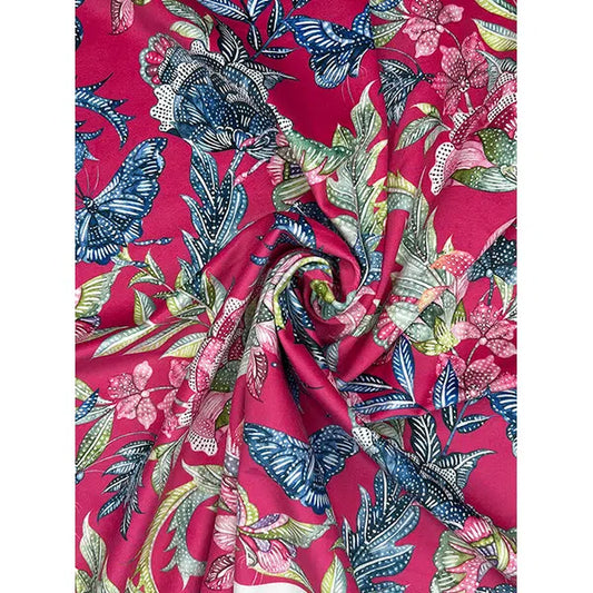 Home Furnishing Velvet Fabric - Ambatik Cerise – view 2 – Truro Fabrics