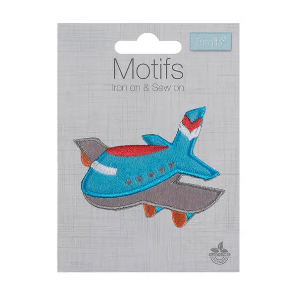 Iron-On Motif Patch - Aeroplane – view 2 – Truro Fabrics