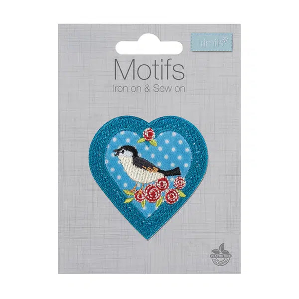 Iron-On Motif Patch - Bird Heart – view 2 – Truro Fabrics